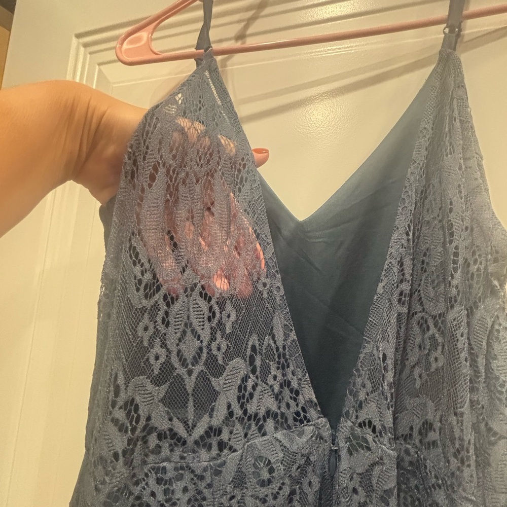 Elegant Lace Fringe Dress in Blue - Picture 9 of 14